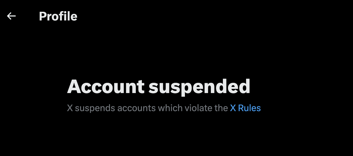 Official business account of Duel suspended.
